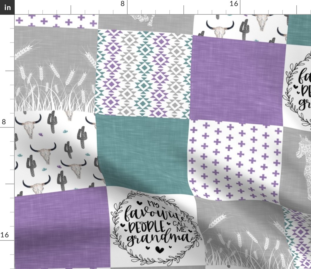 Grandma//Western/Aztec - Purple&Turq - Wholecloth Cheater Quilt