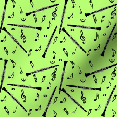 Clarinet Music Notes Green Background