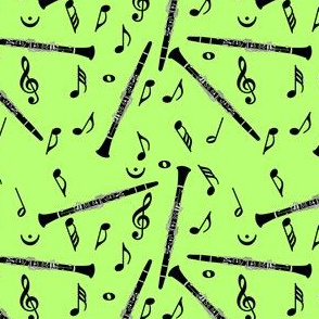 Clarinet Music Notes Green Background