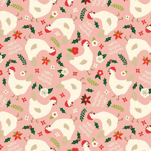 Merry Clucking Christmas on Dusty Pink-medium scale