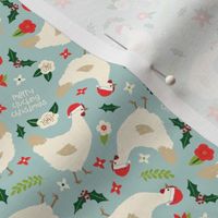 Merry Clucking Christmas on Blue - extra small scale