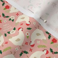 Merry Clucking Christmas on Dusty Pink-extra small scale