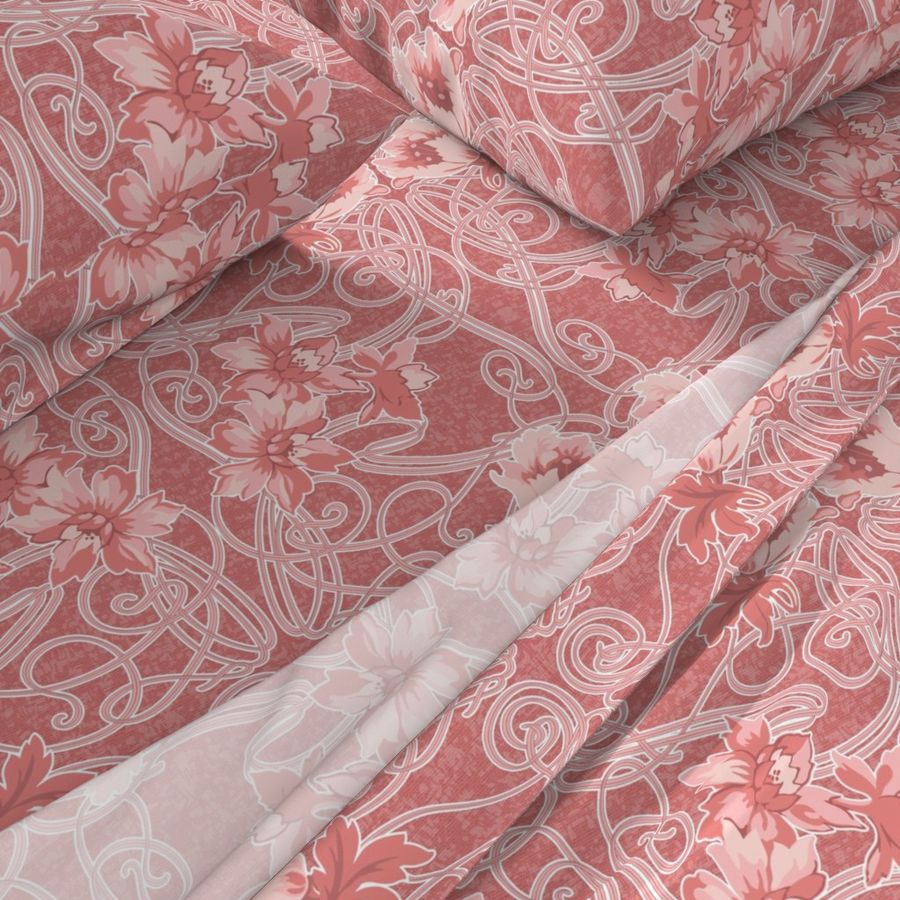 Art Nouveau Floral Pink Coral