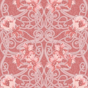 Art Nouveau Floral Pink Coral