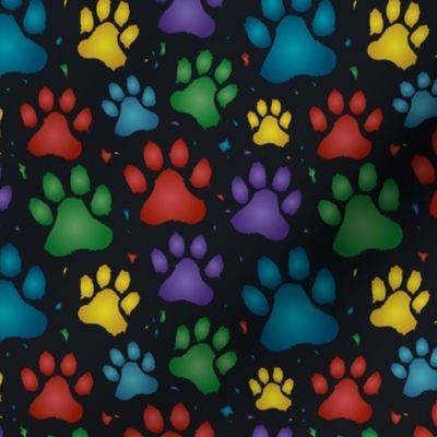 Small Rainbow Puppy Paw Print Pattern