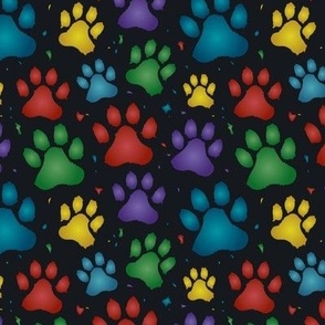 Small Rainbow Puppy Paw Print Pattern