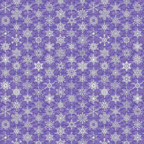 64 snowflakes winter white on violet purple