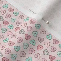 (micro scale) heart shaped donuts - valentines pink & mint  on pink (toss) C20BS