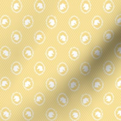 Micro Unicorn Cameo Portrait Pattern on Mellow Yellow