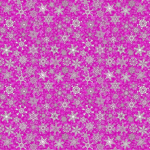 winter snowflakes on magenta pink snowstorm