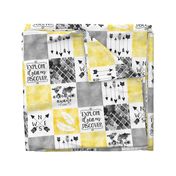 Adventure Awaits//Yellow Grey - Wholecloth Cheater Quilt