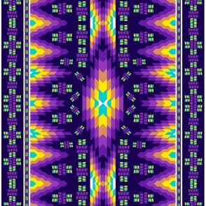 Purple Nouveau Aztec Navajo Tribal Native American Regalia Stripe V