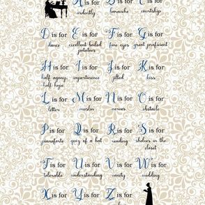 Jane Austen's ABC Tea Towel or Wall Hanging taupe