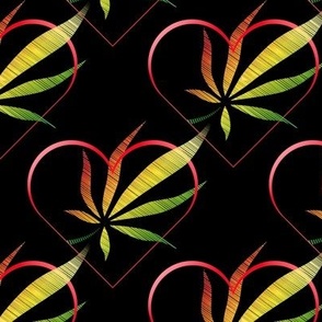 A PERFECT HEART- CANNA LEAF- 001B- on BLK