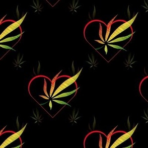 A PERFECT HEART- CANNA LEAF- 002B- on BLK