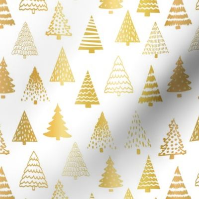 Christmas Trees Faux Gold Foil