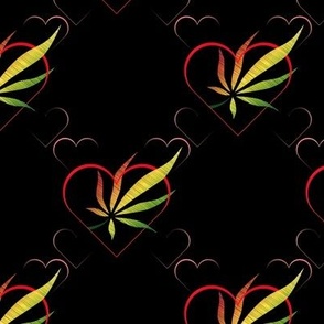 A PERFECT HEART- CANNA LEAF- 003B- on BLK