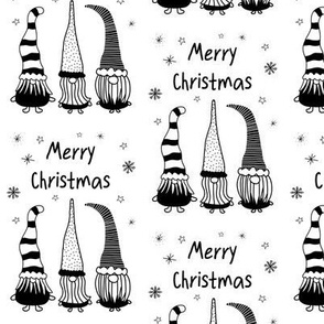 Christmas Gnomes Black On White