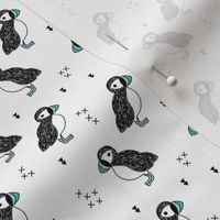 Sweet little puffin bird Scandinavian animals illustration print for kids blue  SMALL