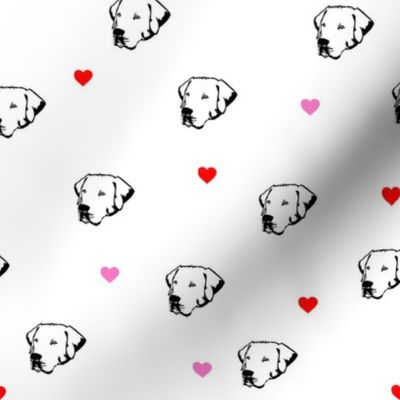 Labrador retriever Dog Face-Pink-Red Hearts