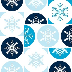 Blue and white snowflake patchwork