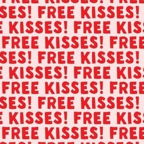 free kisses! - red on pink - LAD20
