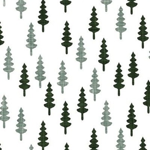 pine tress - forest and sage on white - LAD20