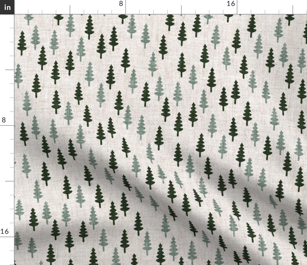 pine tress - forest and sage on natural - LAD20