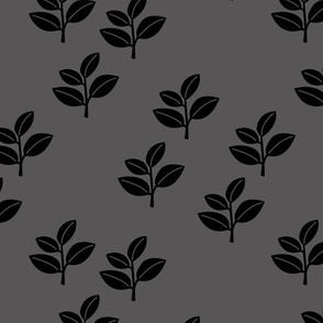 Sweet minimalist scandinavian boho garden leaves soft leaf design baby nursery charcoal gray black 