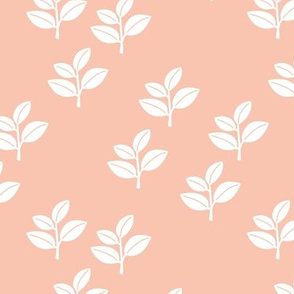 Sweet minimalist scandinavian boho garden leaves soft leaf design baby nursery coral blush pink apricot girls 