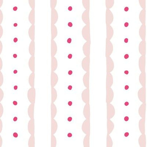 blush pink scalloped stripes and hot pink polka dots