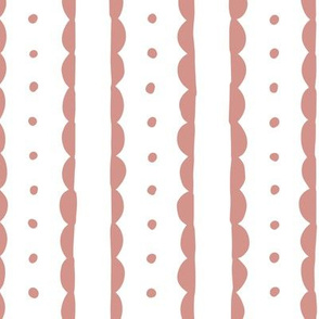 clay scalloped stripes and polka dots