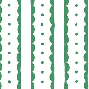 emerald green scalloped stripes and polka dots