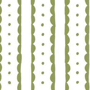 fern green scalloped stripes and polka dots
