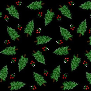 Christmas trees in star flower patterns 