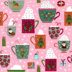 Frothy Christmas Mugs Pink