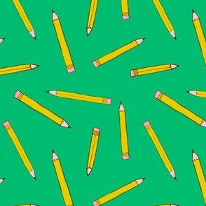 Yellow Pencils on Green