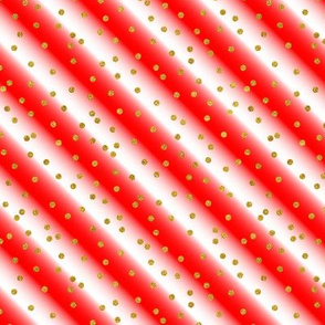 Red & White Gradient Stripes with Gold Faux Glitter Confetti