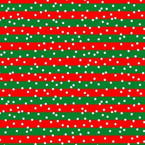 Dark Green & Red Horizontal Stripes with White Confetti