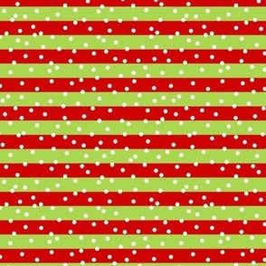 Light Green & Red Horizontal Stripes with White Confetti