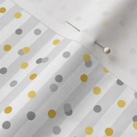 Gold and Silver Confetti on White & Grey Stripe