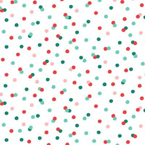 Red, Pink, Teal & Green Christmas Confetti on White