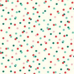 Red, Pink, Teal & Green Christmas Confetti on Cream