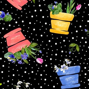 Joyful Flower Pots | White on Black