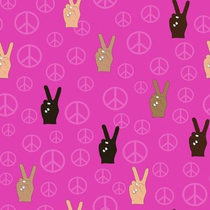 Hand Peace Signs Hot Pink