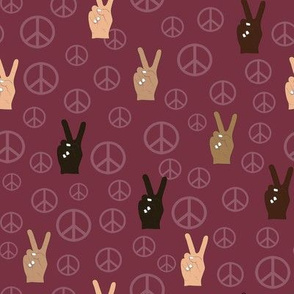 Hand Peace Signs Burgundy