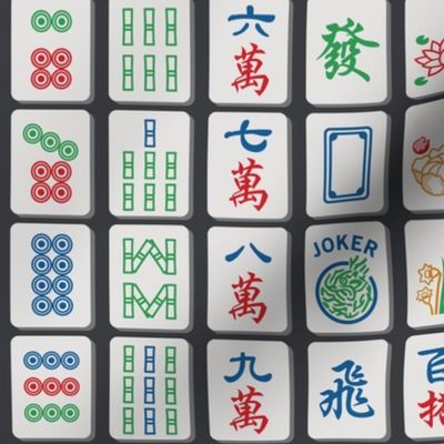 Mahjong Tiles on Charcoal