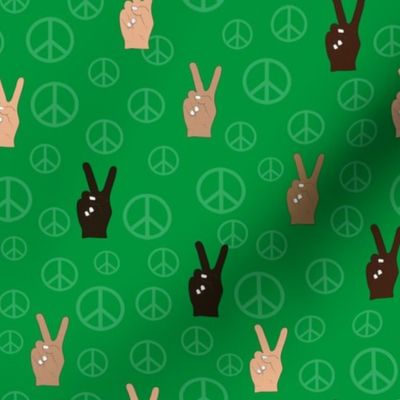 Hand Peace Signs Green