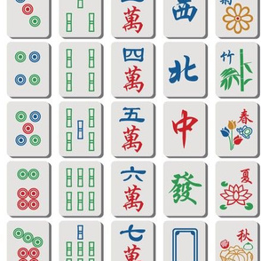 Mahjong Tiles on White