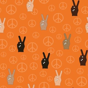 Hand Peace Signs Lighter Orange